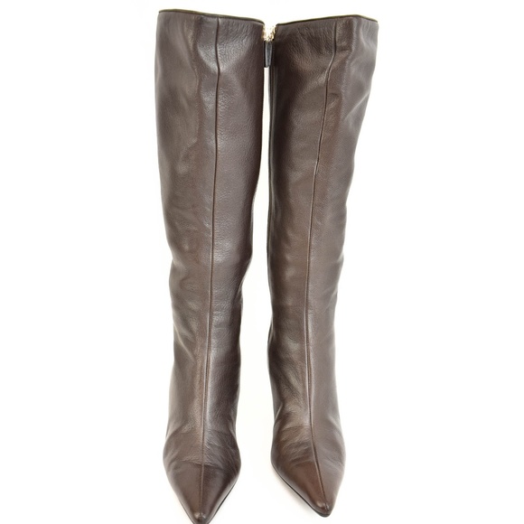 GUCCI: Brown, Leather & Logo, Tall Boots - Picture 2 of 8